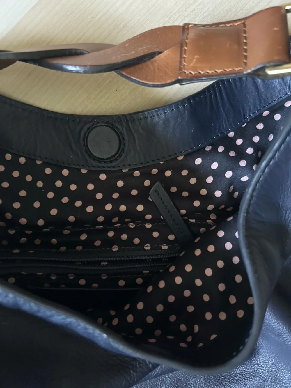 Boden Navy Hobo Bag with Braided Brown Strap